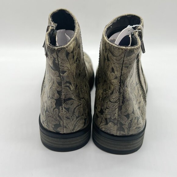 Roxy Womens Size 7 Black And Tan Floral Faux Vegan Leather Ankle‎ Boots Shoes - Picture 7 of 15